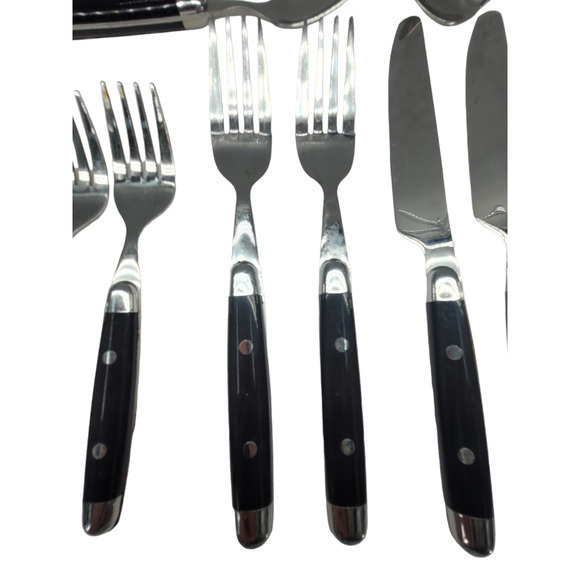 Cambridge Silversmiths Jubilee Black Handle Flatware Set Service for 2 2-2 - Picture 6 of 15